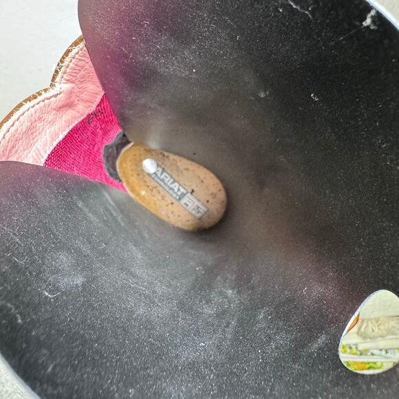 ARIAT Boots 6B Moon Fringe Tassels Cowboy Snipe Toe Cowgirl Rodeo Pink Western - Picture 12 of 12